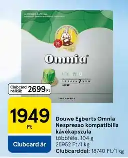 Tesco Douwe Egberts Omnia Nespresso Kompatibilis Kávékapszula ajánlat
