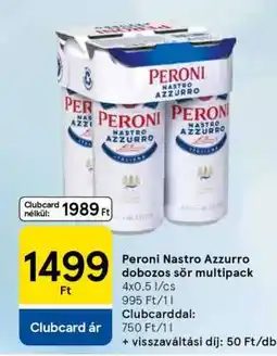 Tesco Peroni Nastro Azzurro dobozos sör multipack ajánlat