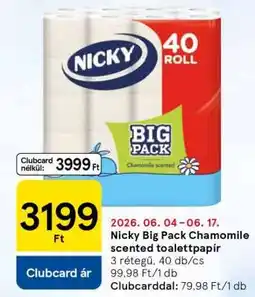 Tesco Nicky Big Pack Chamomile scented toalettpapír ajánlat