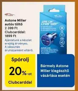 Tesco Astone Miller autós töltő ajánlat