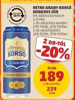 PENNY RETRO ARANY KORSÓ DOBOZOS SÖR ajánlat