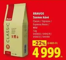 Lidl BRAVOS Szemes kávé ajánlat
