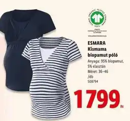 Lidl ESMARA Kismama biopamut póló ajánlat