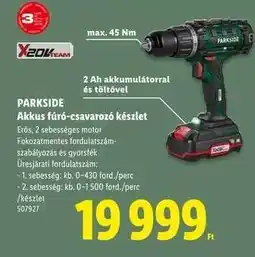Lidl PARKSIDE Akkus fúró-csavarozó készlet ajánlat