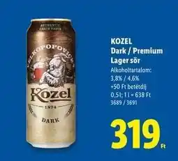 Lidl KOZEL Dark / Premium lager sör ajánlat