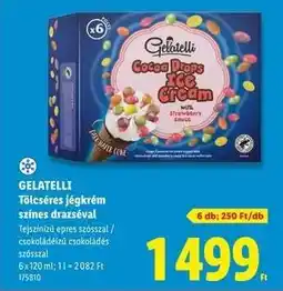 Lidl GELATELLI Tölcséres jégkrém színes drazséval ajánlat