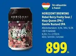 Lidl HORIZONT BREWING Rebel Berry Fruity Sour / Hazy Queen IPA / Gentle Bastard IPA ajánlat