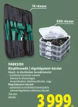 Lidl PARKSIDE Kárpitleszedő / rögzítőpatent-készlet ajánlat