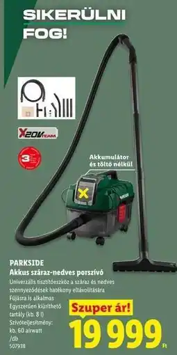 Lidl PARKSIDE Akkus száraz-nedves porszívó ajánlat