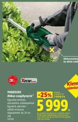 Lidl PARKSIDE Akkus szegélynyíró ajánlat