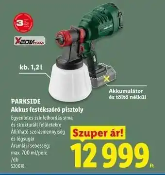 Lidl PARKSIDE Akkus festékszóró pisztoly ajánlat