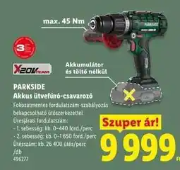Lidl PARKSIDE Akkus ütvefúró-csavarozó ajánlat
