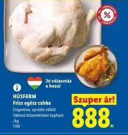 Lidl HÚSFARM Friss, egész csirke ajánlat