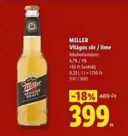 Lidl MILLER ajánlat