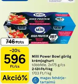 Tesco Milli Power Bowl görög krémjoghurt ajánlat