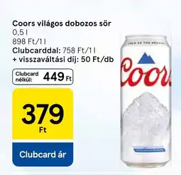 Tesco Coors világos dobozos sör ajánlat