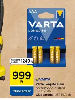 Tesco Varta Longlife elem ajánlat