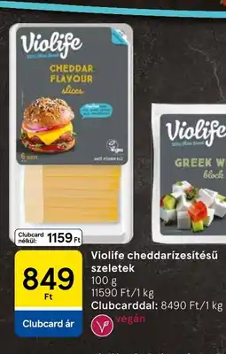 Tesco Violife cheddarízesítésű szeletek ajánlat