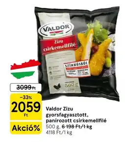 Tesco Valdor Zizu gyorsfagyasztott, panírozott csirkemellfilé ajánlat