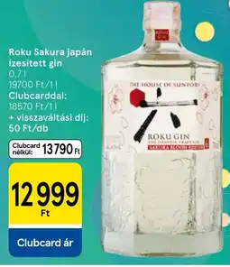 Tesco Roku Sakura japán ízesített gin ajánlat