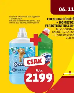 PENNY Coccolino öblítő + Domestos fertőtlenítőszer ajánlat