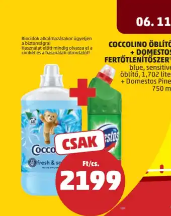 PENNY Coccolino öblítő + Domestos fertőtlenítőszer ajánlat