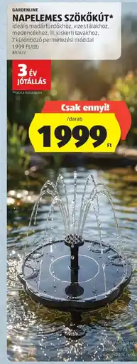 ALDI Gardenline Napelemes szökőkút ajánlat