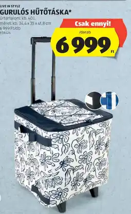 ALDI LIVE IN STYLE GURULÓS HŰTŐTÁSKA ajánlat