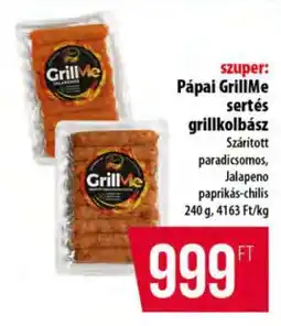 Coop Pápai GrillMe sertés grillkolbász ajánlat