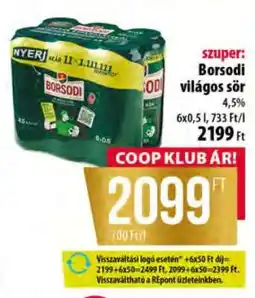 Coop BORSODI Világos sör ajánlat