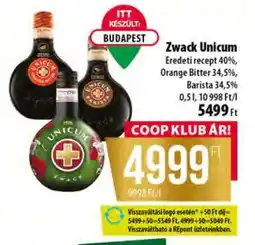 Coop Zwack Unicum ajánlat