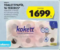 ALDI Kokett Toalettpapír, 16 tekercs ajánlat