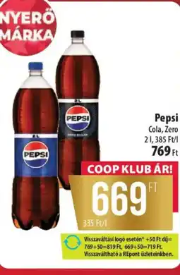 Coop Pepsi Cola, Zero ajánlat
