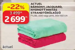 Auchan ACTUEL BÁRSONY, JACQUARD, NYOMOTT MINTÁS STRANDTÖRÖLKÖZŐ ajánlat