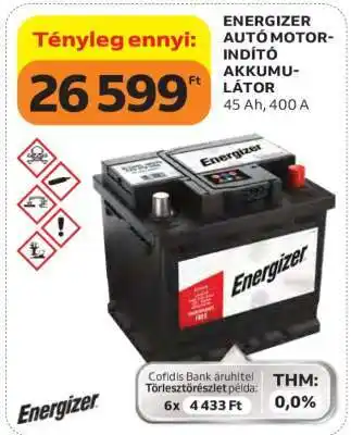 ENERGIZER AUTÓ MOTOR-INDÍTÓ AKKUMULÁTOR