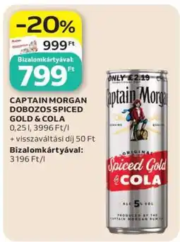 Auchan CAPTAIN MORGAN DOBOZOS SPICED GOLD & COLA ajánlat