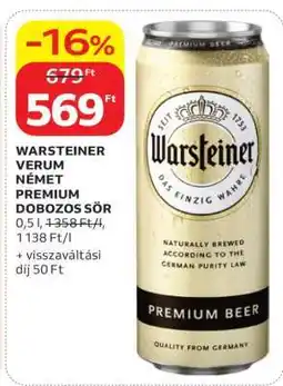 Auchan Warsteiner Verum Német Premium Dobozos Sör ajánlat