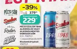 Auchan PÉCSI SZALON 1848 ALKOHOLOS VAGY ALKOHOLMENTES DOBOZOS SÖR ajánlat