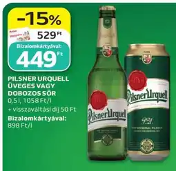 Auchan Pilsner Urquell üveges vagy dobozos sör ajánlat