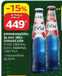 Auchan Kronenbourg Blanc 1664 üveges sör ajánlat