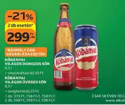 Auchan Kőbányai Világos Dobozos Sör 0,5 l / Kőbányai Világos Üveges Sör 0,5 l ajánlat