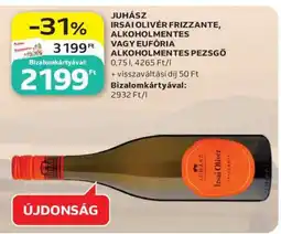 Auchan JUHÁSZ IRSAI OLIVÉR FRIZZANTE, ALKOHOLMENTES VAGY EUFÓRIA ALKOHOLMENTES PEZSGŐ ajánlat