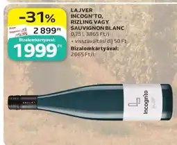 Auchan LAJVER INCOGN'TO, RIZLING VAGY SAUVIGNON BLANC ajánlat