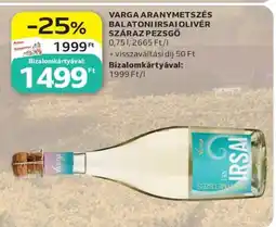 Auchan VARGA ARANYMETSZÉS BALATONI IRSAI OLIVÉR SZÁRAZ PEZSGŐ ajánlat