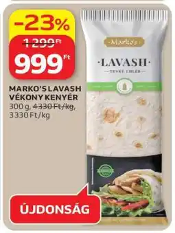 Auchan MARKO’S LAVASH VÉKONY KENYÉR ajánlat