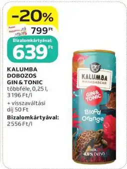 Auchan KALUMBA DOBOZOS GIN & TONIC ajánlat