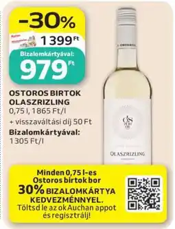 Auchan OSTOROS BIRTOK OLASZRIZLING ajánlat