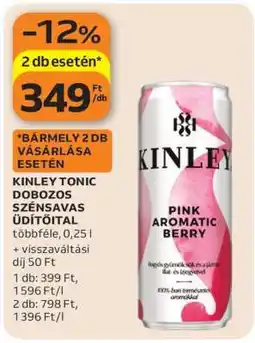 Auchan KINLEY TONIC DOBOZOS SZÉNSAVAS ÜDÍTŐITAL ajánlat