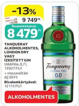 Auchan TANQUERAY ALKOHOLMENTES, LONDON DRY VAGY ÍZESÍTETT GIN ajánlat