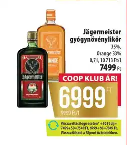 Coop Jägermeister gyógynövénylikőr ajánlat